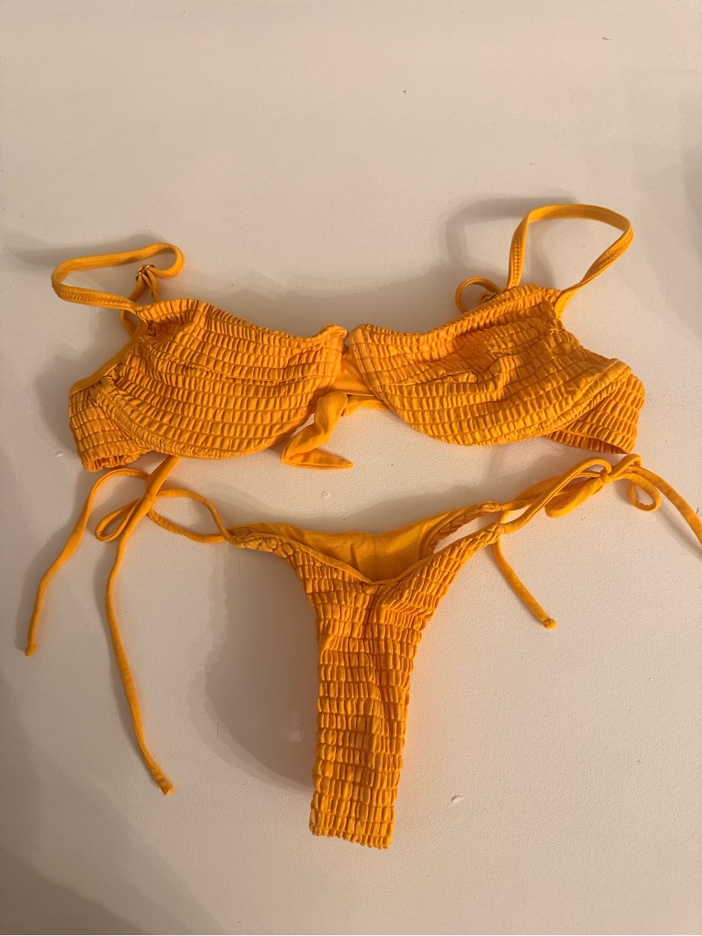 San Lorenzo Bright Yellow Smocked Two-Piece Bikini